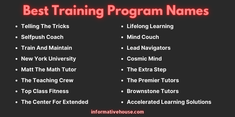 Training Program Names