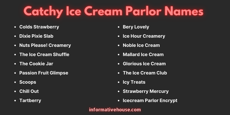 Catchy Ice Cream Parlor Names