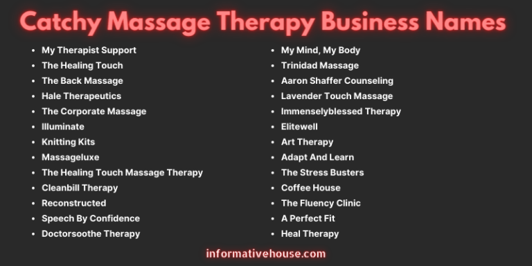 499+ Effective MassageTherapy Business Names (Massage+Physical ...