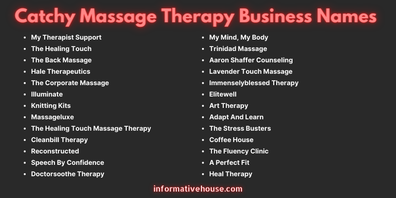 Catchy Massage Therapy Business Names