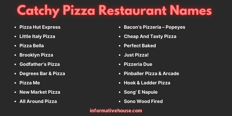 Catchy Pizza Restaurant Names
