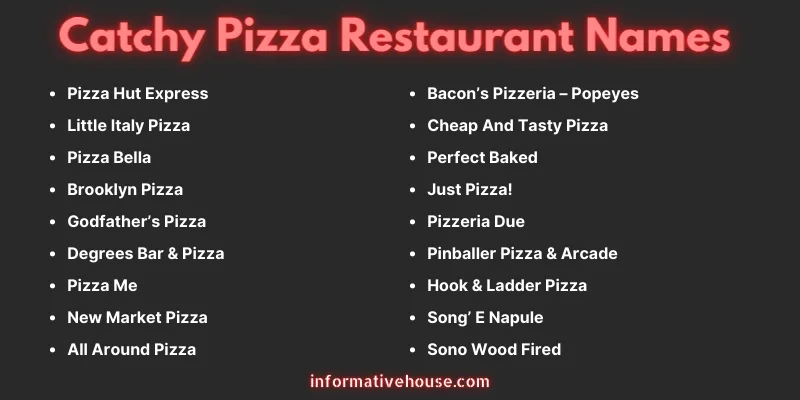 Catchy Pizza Restaurant Names