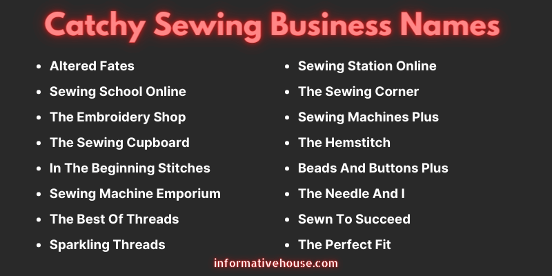 Catchy Sewing Business Names