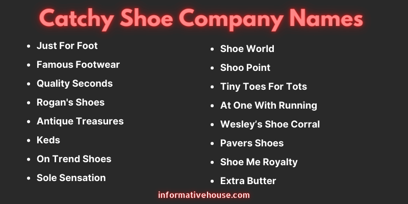 Catchy Shoe Company Names