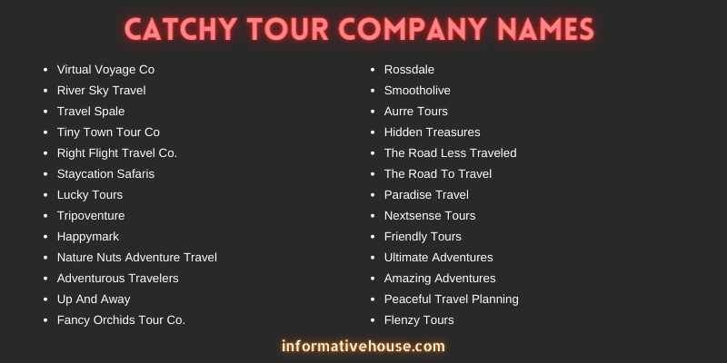 Catchy Tour Company Names