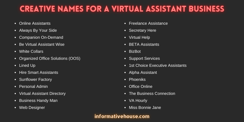 Creative Names for a Virtual Assistant Business