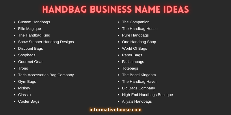 Handbag Business Name Ideas