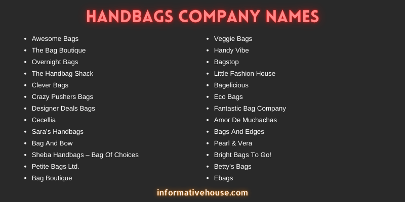 Handbags Company Names