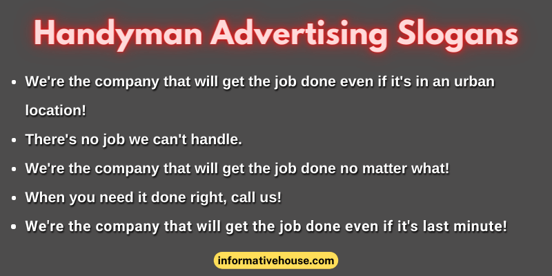 Handyman Advertising Slogans