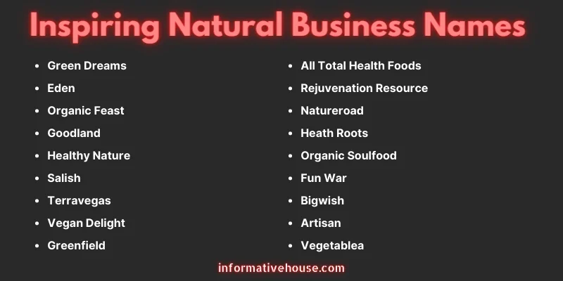Inspiring Natural Business Names