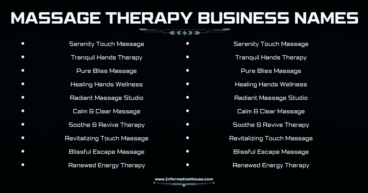 Massage Therapy Business Names