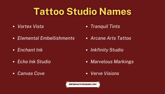 Tattoo Studio Names