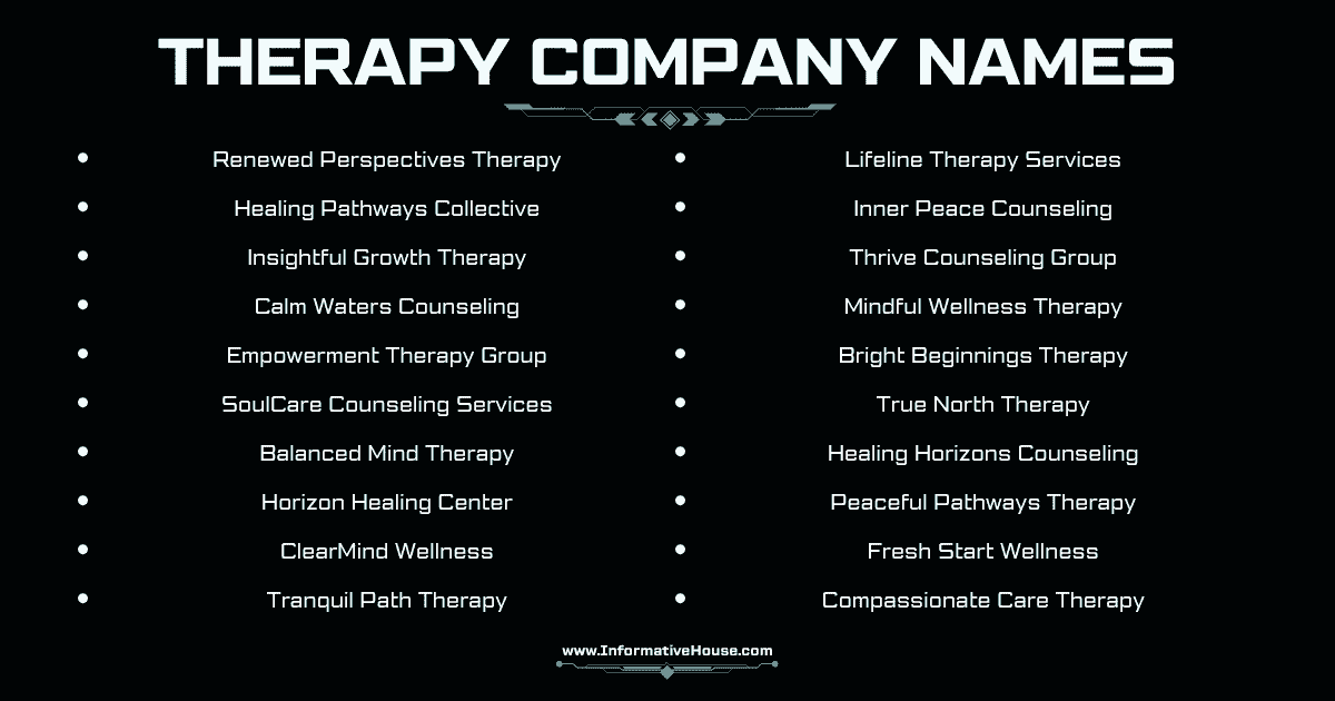 Therapy Company Names