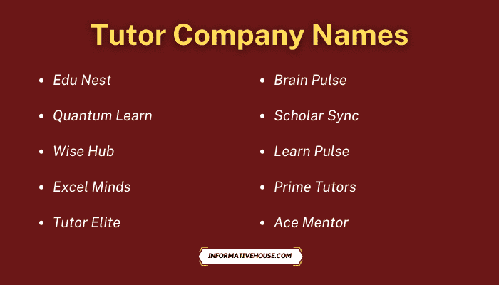 Tutor Company Names