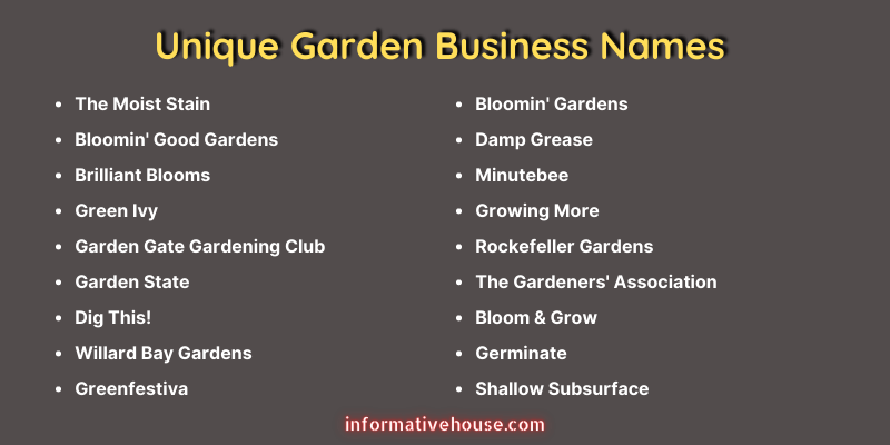 Unique Garden Business Names