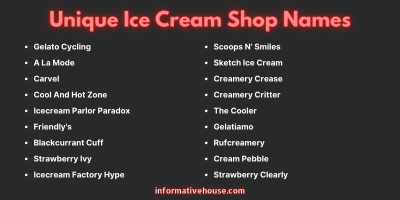 Unique Ice Cream Shop Names