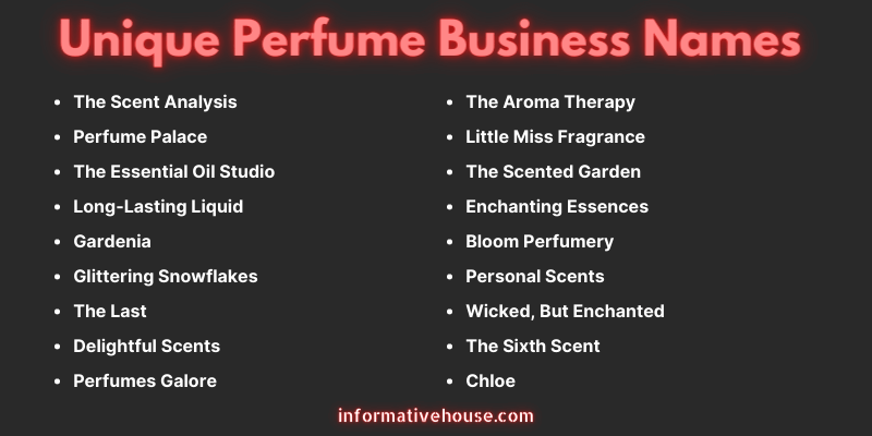 Unique Perfume Business Names