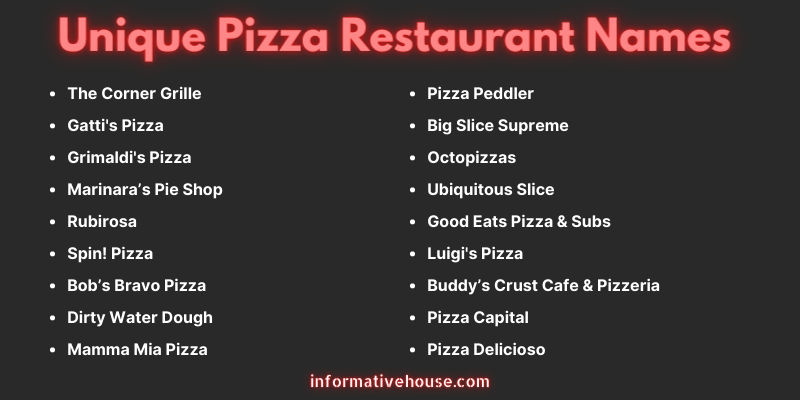 Unique Pizza Restaurant Names