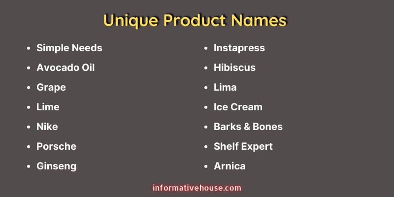 Unique Product Names