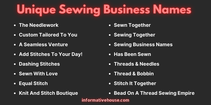 Unique Sewing Business Names
