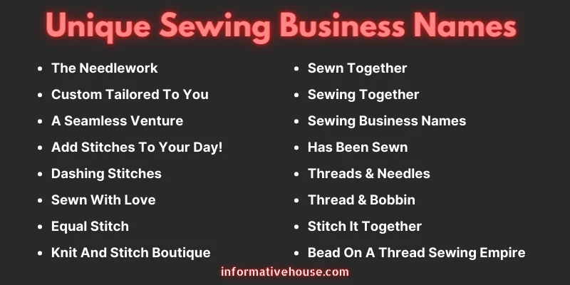 Unique Sewing Business Names