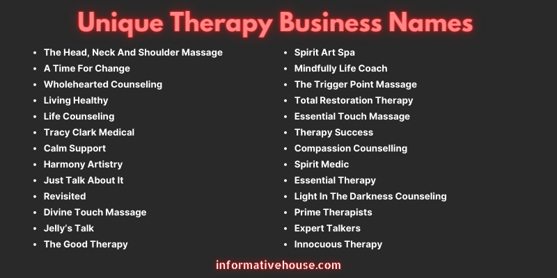 Unique Therapy Business Names