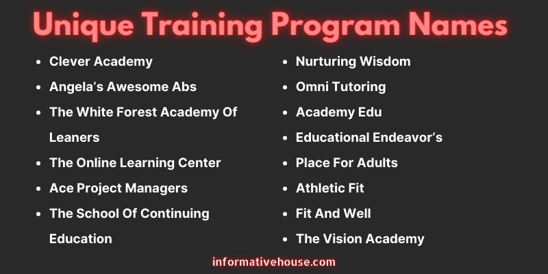 Unique Training Program Names