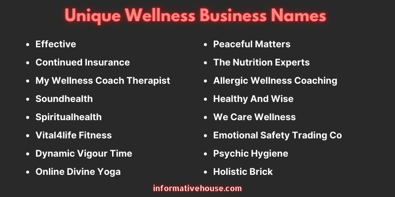 Unique Wellness Business Names