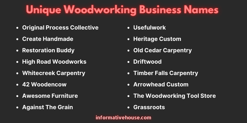 Unique Woodworking Business Names