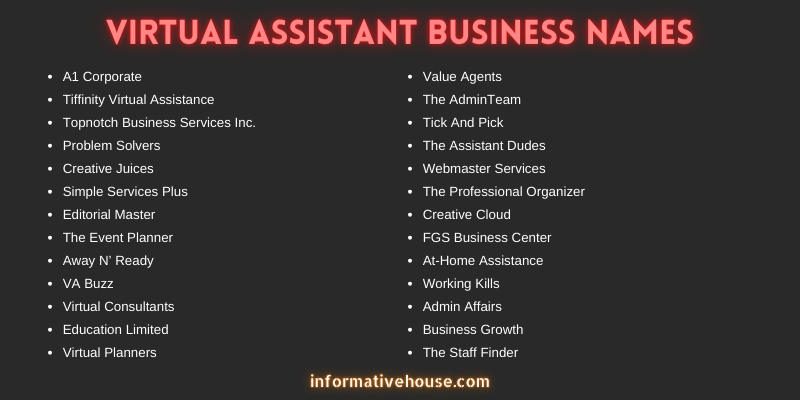 Virtual Assistant Business Names