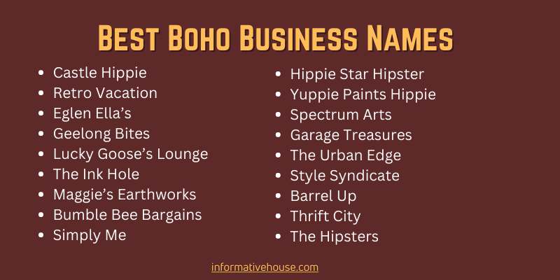 Best Boho Business Names