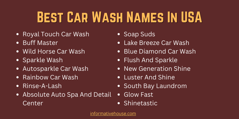 Best Car Wash Names In USA