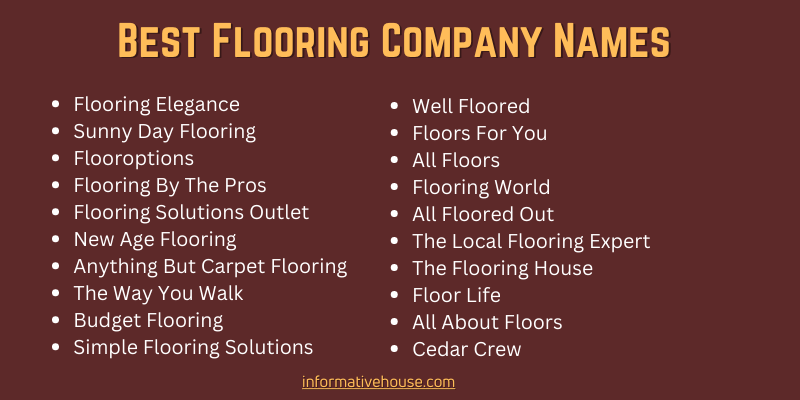 Best Flooring Company Names