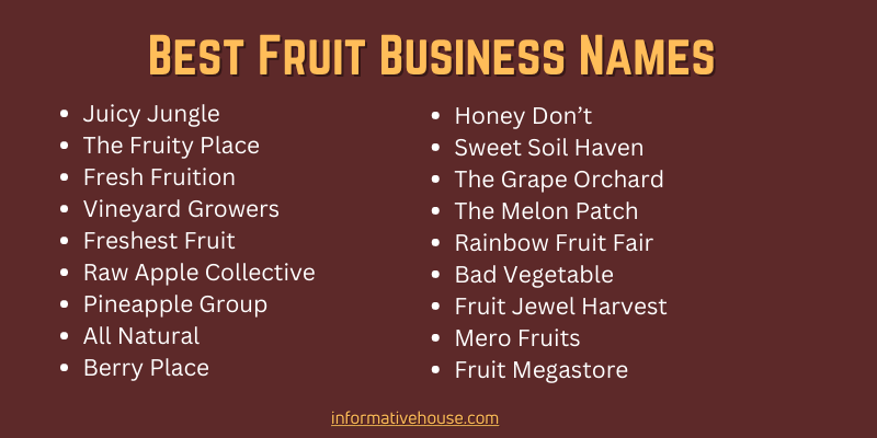Best Fruit Business Names