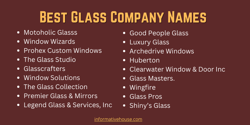 Best Glass Company Names