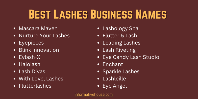 Best Lashes Business Names