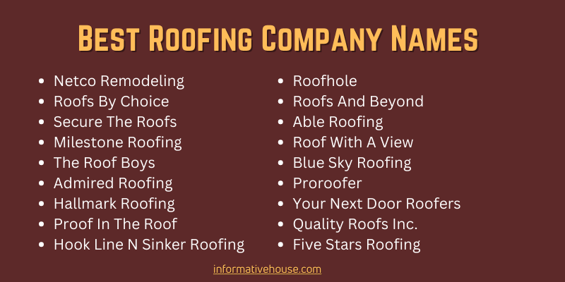 Best Roofing Company Names
