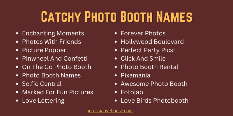 Catchy Photo Booth Names