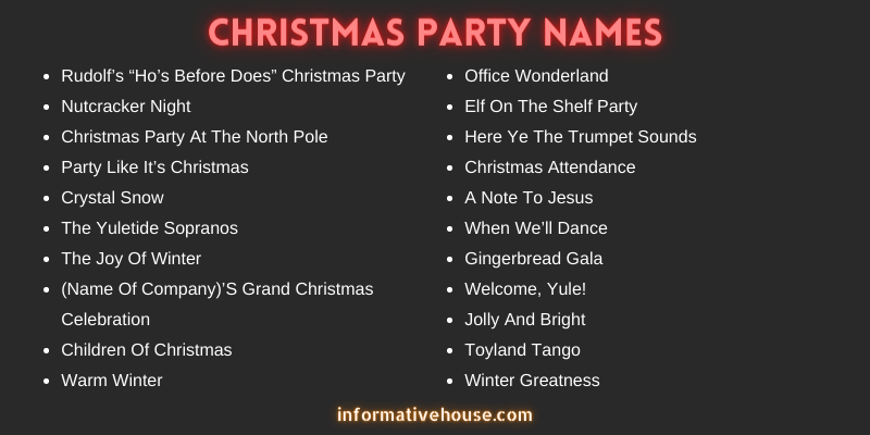 Christmas Party Names