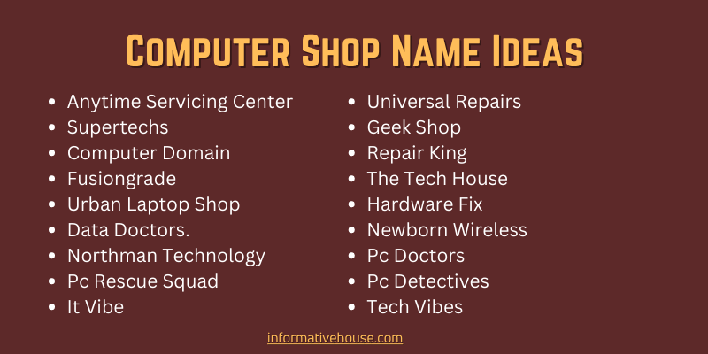 Computer Shop Name Ideas
