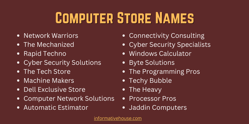 Computer Store Names