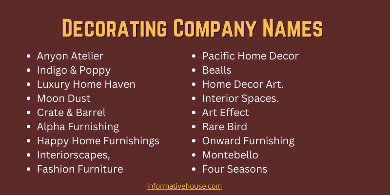 Decorating Company Names