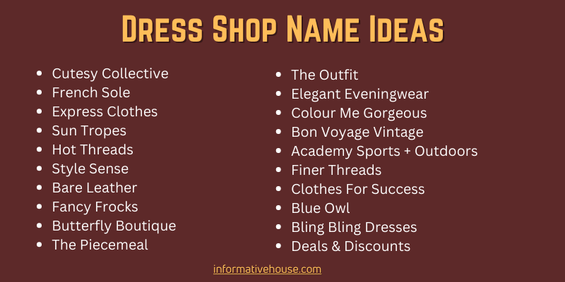 400 Creative Dress Shop Names Ideas And Suggestions