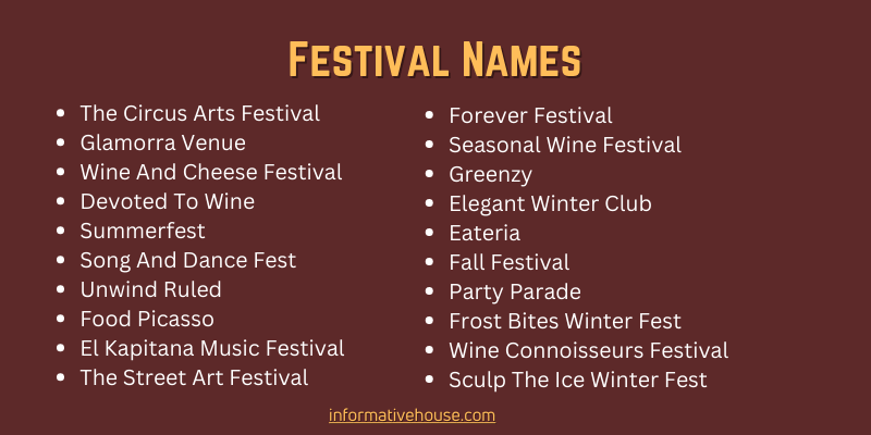 500 Festivals Names Ideas In English That Everyone Loves Informative 