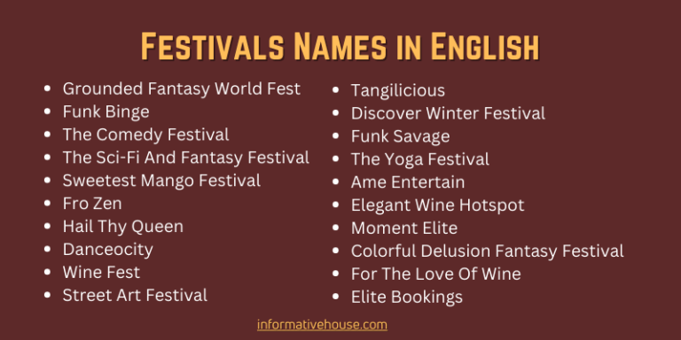 500 Festivals Names Ideas In English That Everyone Loves Informative 