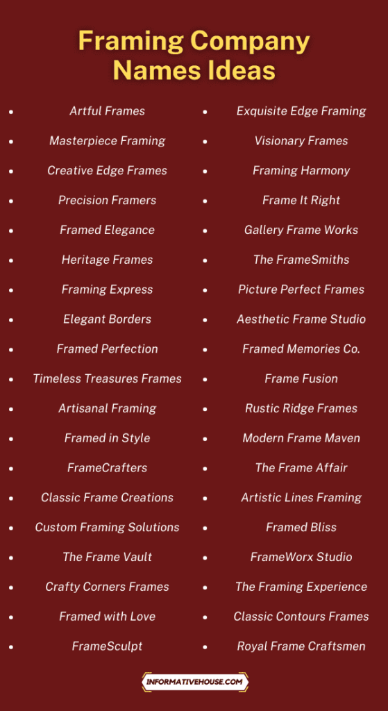 584+ Catchy Framing Names That Will Impress Your Customers
