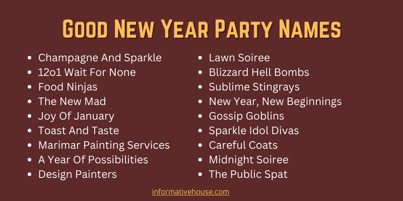 Good New Year Party Names