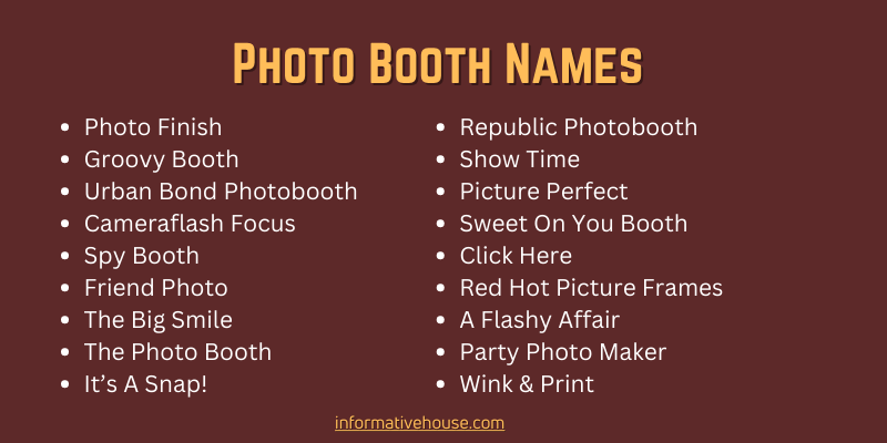 Photo Booth Names
