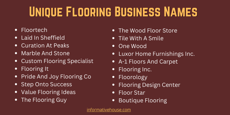 Unique Flooring Business Names