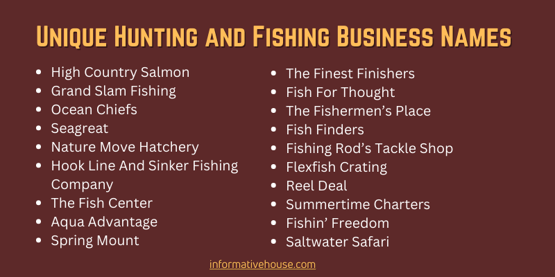 Unique Hunting and Fishing Business Names